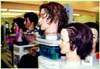 Students mannequin Heads at Hayward Beauty College