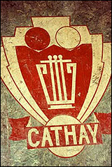 The emblem of the Cathay Club is featured in linoleum on the main floor of the social club.